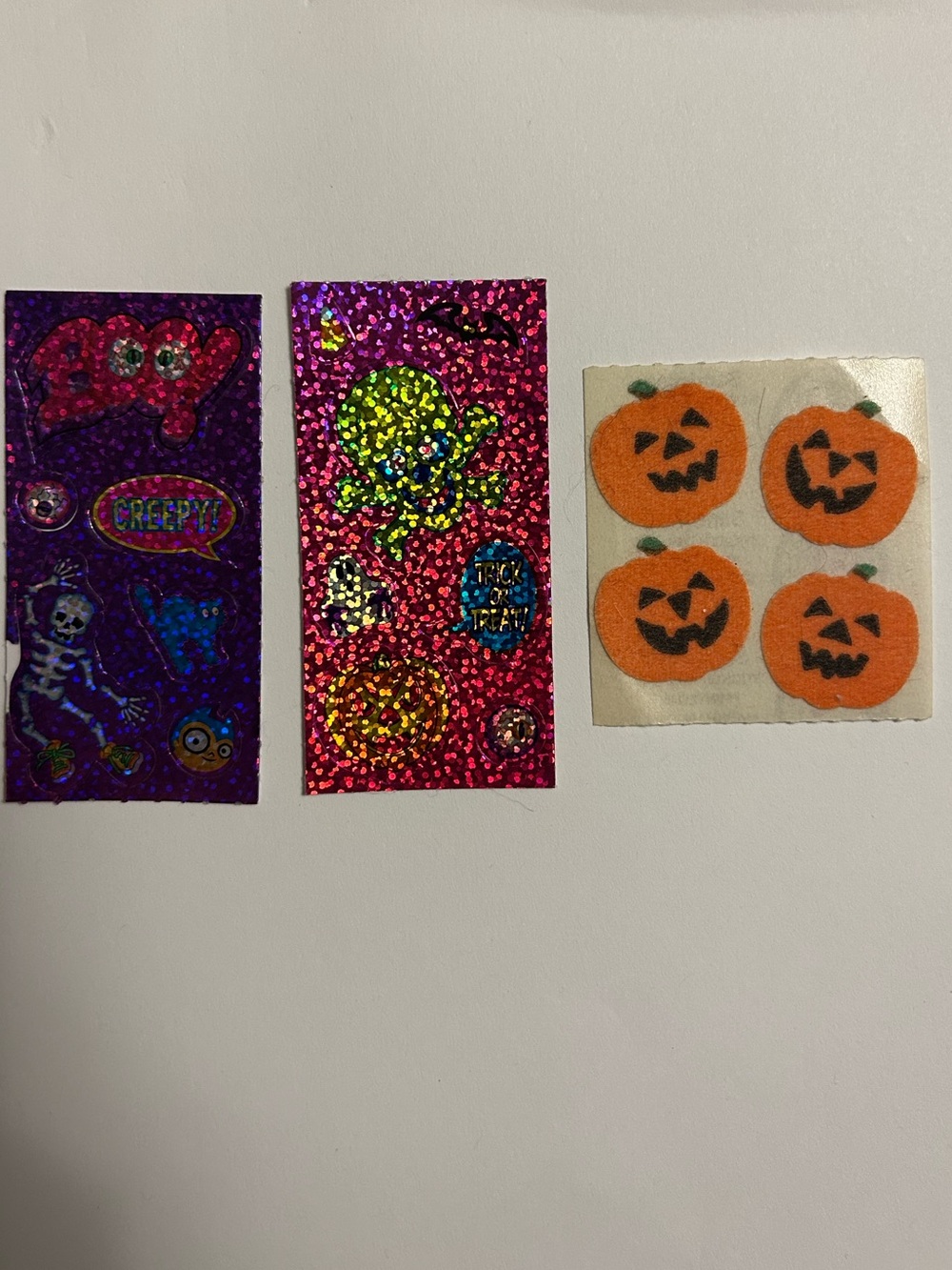 Sandylion & Lisa Frank Halloween Stickers - Fuzzy Pumpkin & Purple Holographic